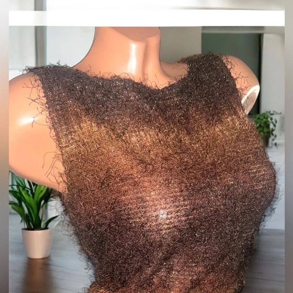 IN. San Francisco l Fuzzy Sleeveless Sweater Copper Metallic  l M l EUC